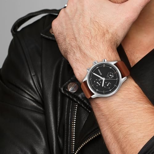 Titan Neo Quartz Multifunction Black Dial Brown Leather Strap Watch for Men - NT1803SL02