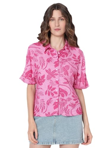 VERO MODA Women's Regular Fit Pink Shirt