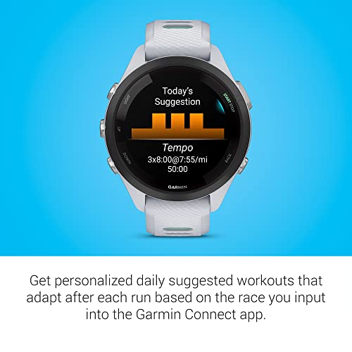 Garmin Forerunner 265S Advanced Multisport Touchscreen Smartwatch, Whitestone | Heart Rate Monitor, Training Stats, Daily Suggested Workouts, Up to 15 Day Battery Life with Signature Charging Bundle