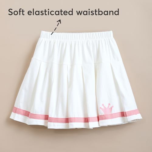 Hopscotch Girls Short Sleeves White Typography Print Skirt Set For Ages (10-12 Years)