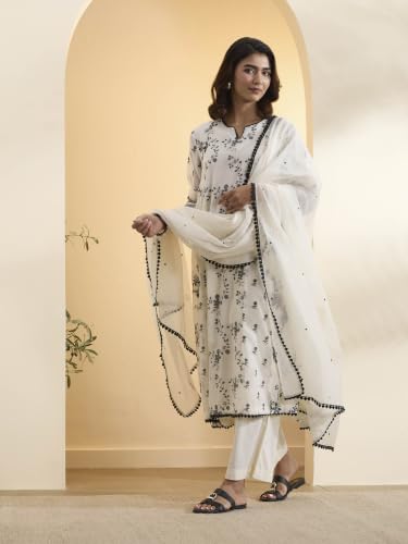 BIBA Solid Cotton Silk Kalidar Festive Kurta Set