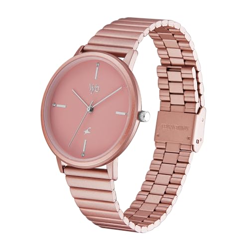 Fastrack Vyb Quartz Analog Pink Dial Stainless Steel Strap Watch for Women-FV60021KM04W