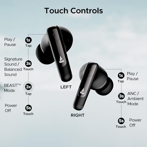 boAt Airdopes 141 ANC(~32dB), 50ms Low Latency, 4Mics ENx,42Hrs Battery, Fast Charge,IPX5, v5.3 Bluetooth TWS in Ear Earbuds Wireless Earphones with mic (Gunmetal Black)