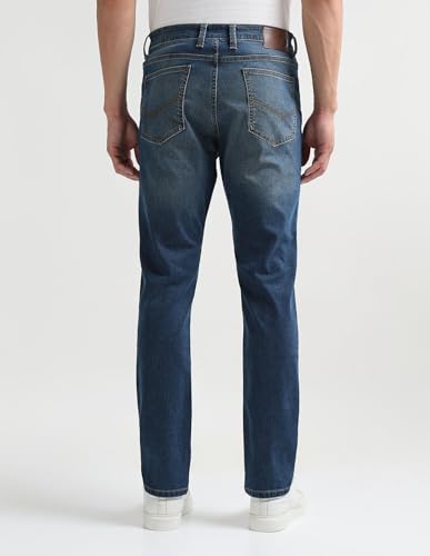 Arrow Newyork Men's Soho Slim Tapered Fit Mid Rise Jeans (ANAKJN2680_Indigo_40)