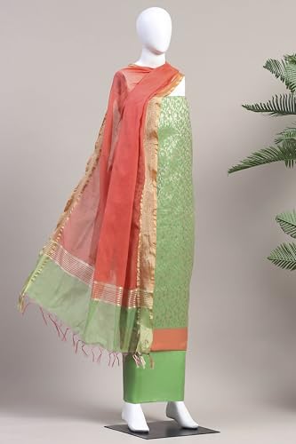 BIBA Women Pista Cotton Unstitched Suit Set_FREE SIZE