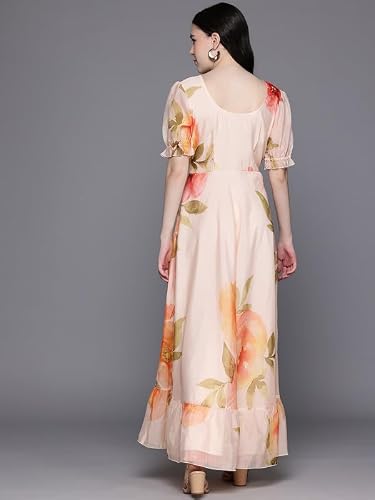 Floral Print Puff Sleeve Maxi Dress