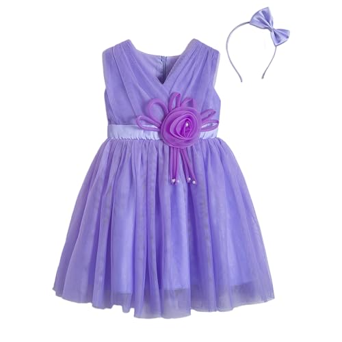 Hopscotch Girls Floral Applique Dress in Lavender Color for Age (4-5 Years)