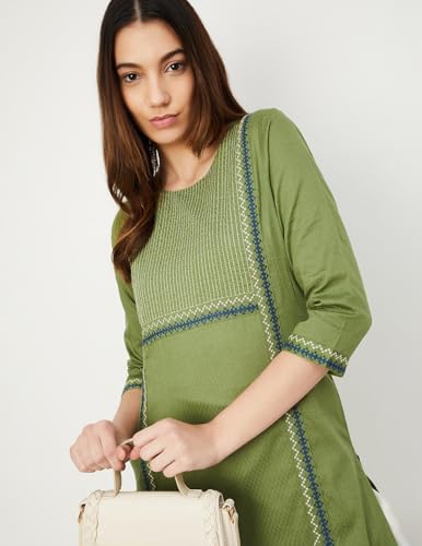 Max Women Embroidered Straight Kurta (WWLI41001OLIVE)_XL