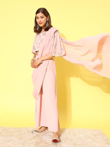 Libas Women's Georgette Saree (34448_Pink)
