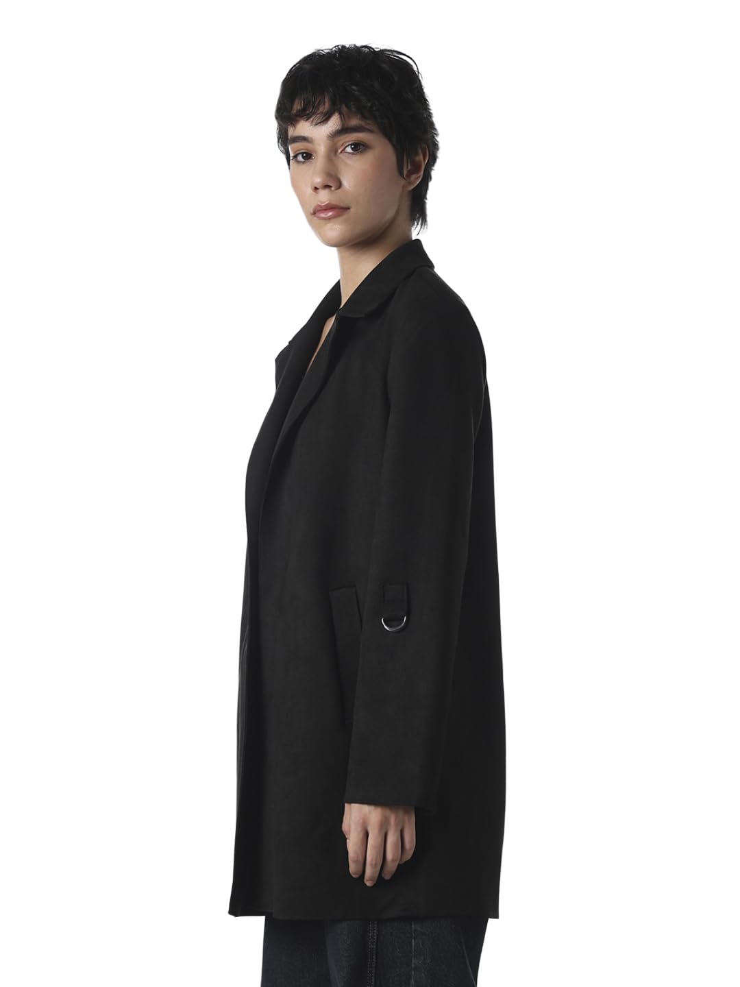 ONLY Women's Solid Regular Fit Black Coat
