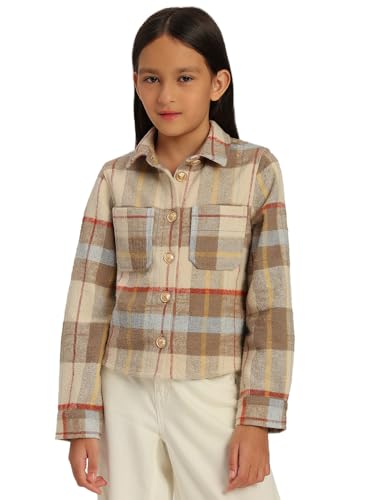 VERO MODA Girl's Checked Regular Fit Brown Shirt