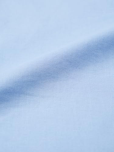 The Souled Store Cotton Linen: Cerulean Sky Men and Boys Long Sleeves Collared Neck Button Front Solid Regular Fit Cotton Linen Shirts