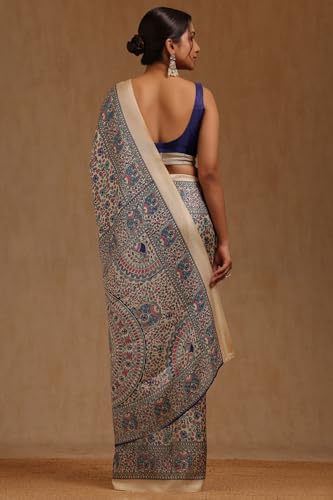 Soch Womens Blue Art Silk Floral Print Saree