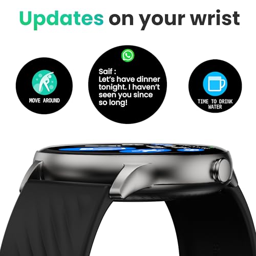 Boult Newly Launched Dire Smartwatch 1.38'' 2.5D Curved HD Display, BT Calling, 500 Nits Brightness, IP67, 250+ Watchfaces, 120+ Sports Modes, AI Voice Assistant, SpO2 Monitoring (Pure Black)