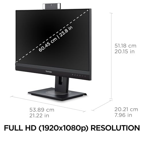 ViewSonic VG2457V 24” (60.96 Cm) FHD 100Hz Video Conferencing Docking Monitor with Windows Hello and Zoom Certified Pop-up Webcam and 5W Speakers