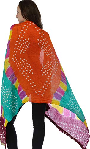 Exotic India Women's Silk Dupatta (SWI09_Spicy Orange_Free Size)