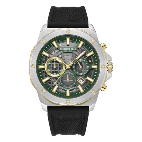 Kenneth Cole Quartz Analog with Green Dial Black Silicone Strap Watch for Men - KCWGO0087603MNW