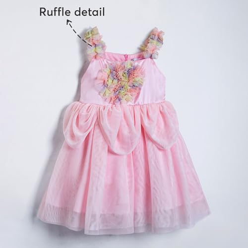 Hopscotch Girls Pink Sleeveless Ruffle Embellished Dress for Age (5-6 Years)