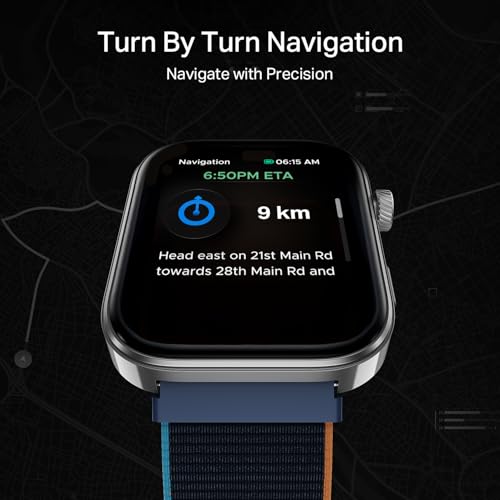boAt Chrome Endeavour, Premium Metal Body, 1.96”(4.97cm) AMOLED Display,AI Coach Health Insights,Advanced S1 Processor,HRV,VO2 Max,Auto Watchface Refresh, Smart Watch for Men & Women (Fusion Blue)