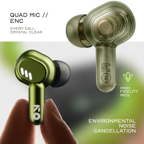 GOBOULT Newly Launched Tenet Pro with ANC TWS Earbuds, 75H Playtime, Amp App Support, 32dB ANC, Quad Mic ENC, Dual Device Pairing, 13mm Driver Ear Buds, Bluetooth 6.0 Wireless Earbuds (Olive Green)