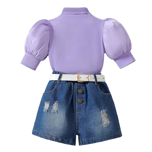 Hopscotch Girls Short Sleeves Graphic Print Lavender Color Short set (2-3 Years)