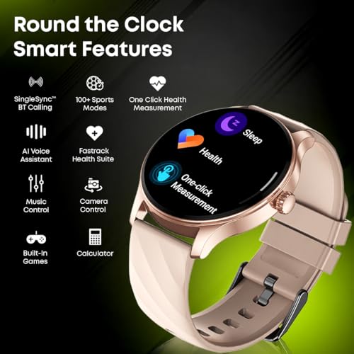 Fastrack Limitless XR1 Smart Watch, 1.38" Ultra VU Display, Singlesync BT Calling, Fast Charge, 100+ Sports Mode, Calculator, AI Voice Assistant, Upto 5 Days Battery, Health Suite, IP68