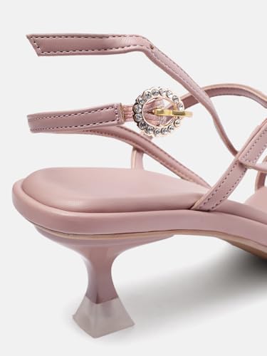 Marc Loire Women Embellished Fashion Sandals with Kitten Heels (Nude, UK Footwear Size System, Adult, Women, Numeric, Medium, 4)