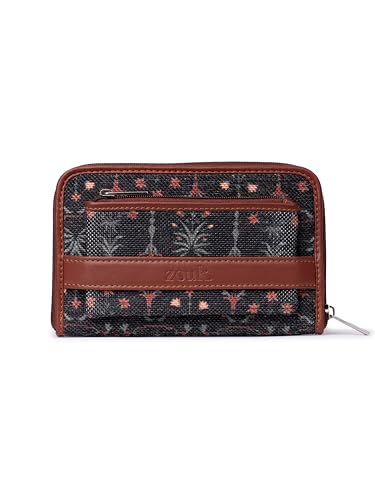 ZOUK Women Taj Guldasta Floral Printed Handcrafted Classic Zipper Wallet Clutch Purse