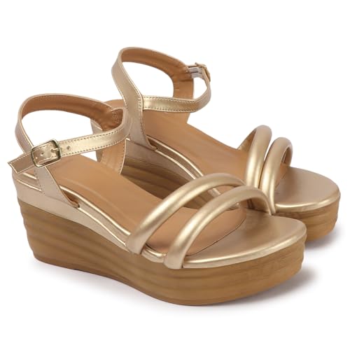 Carlton London Women Sandal,Gold,UK-3