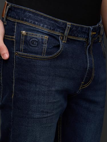 Giordano Men Dark Blue Regular Fit Mid-Rise Stretchable Jeans