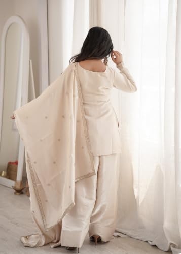 Leeli Peeri Designer Women's Roman Silk Sequence Embroidery Work Kurta Salwar With Dupatta.