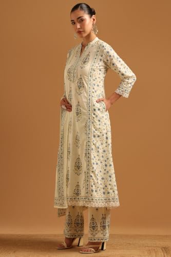Soch Womens Cream Cotton Digital Printed Botanical Botanical Print Salwar Suit