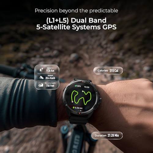Noise Endeavour Pro Outdoor Rugged Military Smart Watch, Titanium Alloy Bezel, Dual-Band GPS, 164ft Water Resistance, 28 Days Battery on Standby, AI Companion, for iOS & Android (Driftstone Beige)