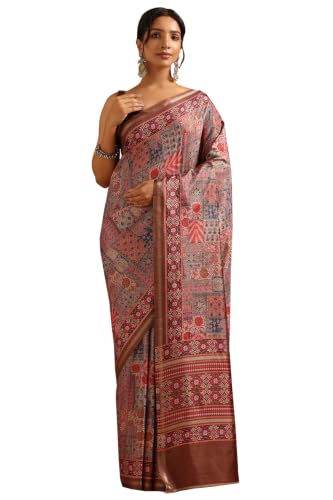 Soch Womens Red Art Silk Ethnic Motifs Saree