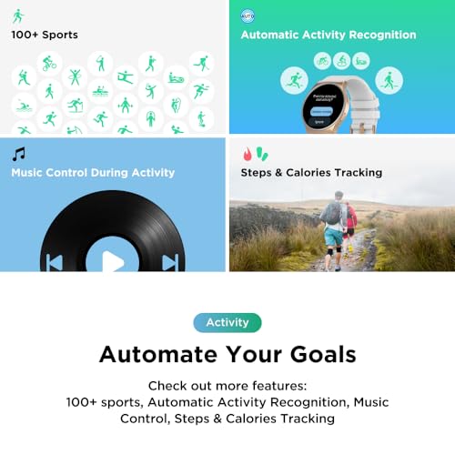 Motorola Moto Watch 120 - Premium Bluetooth Smartwatch with AMOLED Display, 10-Day Battery, Heart Rate & SpO2 Tracking, Fitness & Health Monitoring, Compatible with Android and iPhone - Rose Gold