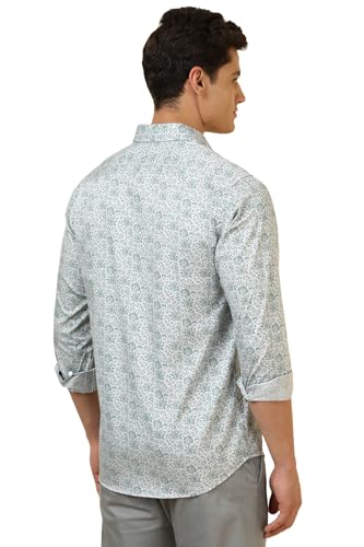 Allen Solly Men Light Green Print Full Sleeves Casual Shirt