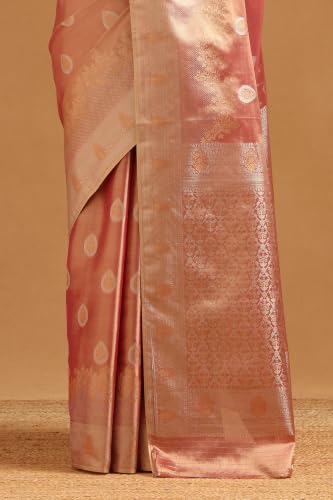 Soch Womens Fuchsia Tissue Zari Woven Saree