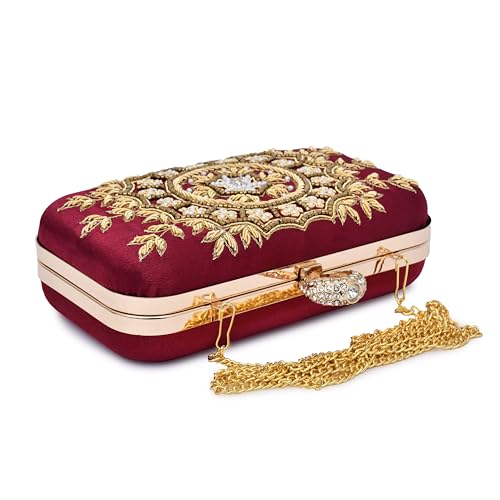 For The Beautiful You Embroidered Women's Ring Clutch (Cherry)