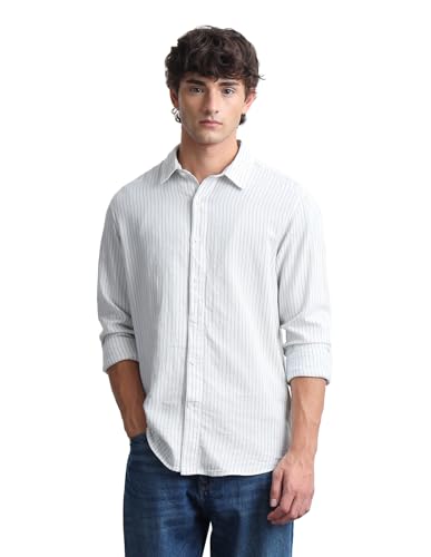 Flying Machine Dobby Vertical Striped Shirt