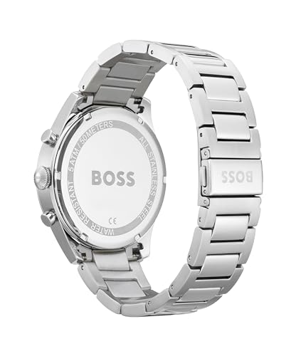 Hugo Boss Stainless Steel Pioneer Analog Black Dial Men's Watch-1513712.0, Band Color:Silver