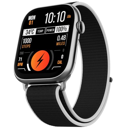 Fire-Boltt Ninja X Ring Smart Watch 1.96" Always On Display Bluetooth Calling, Voice Assistant, SpO2 & Heart Rate, 120+ Sports Modes, IP67 Waterproof Smartwatch for Men & Women - Black Nylon
