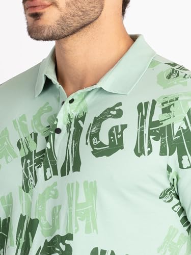 Status Quo Mens All Over Printed Polo T-Shirt SAGE