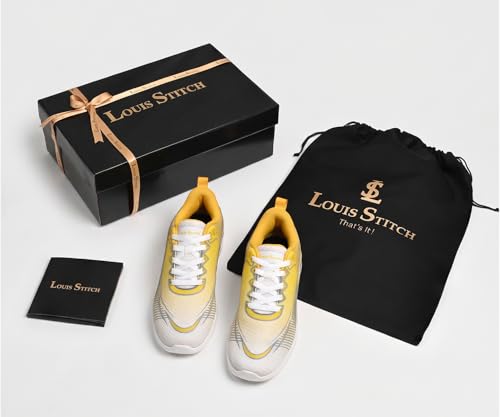 LOUIS STITCH Women’s Zest Yellow Lightweight Athleisure Sport Shoes | The Athleisure Series | Ultra-Lightweight Lace-Up Shoes for Women| Perfect for Casual, Gym & Travel Wear | LSLD-AT-RF02 | UK-4