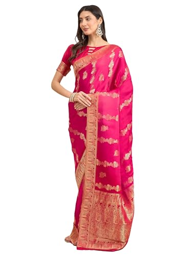 AKHILAM Women's Kanjivaram Woven Soft Silk Saree With Blouse Piece