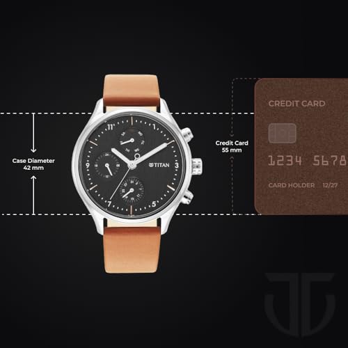 Titan Neo Quartz Multifunction Black Dial Brown Leather Strap Watch for Men - NT1803SL02