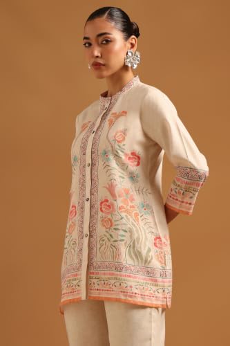 Soch Womens Off White Cotton Blend Printed Botanical Co-Ords Set