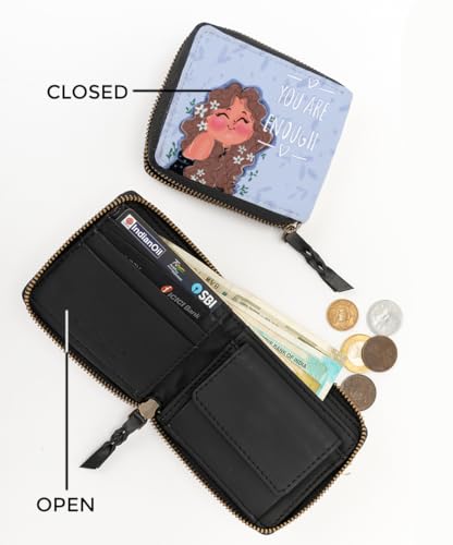 Kalankit Small Vegan Leather Wallet | Mini Bi-Fold Purse for Women | Slim Card Holder | Practical for Daily Use | A Nice Valentine Gifting Option for Women & Girls|You are Enough!