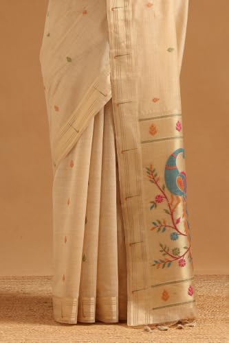 Soch Womens Beige Chanderi Woven Design Saree