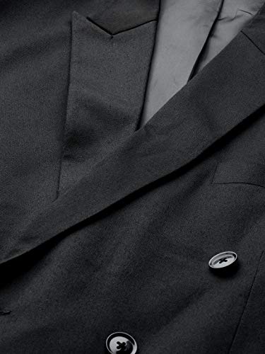 MANQ Men Black Solid Slim Fit Double Breasted Suit (Size: 40)