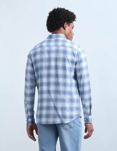 Flying Machine Men's Plaid Checked Twill Shirt